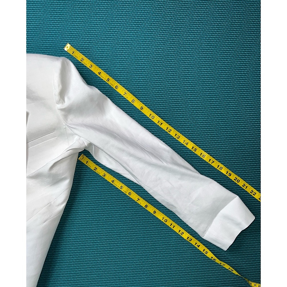 Alice + Olivia Shan White Linen Rolled Cuff Blazer Jacket - Picture 12 of 14